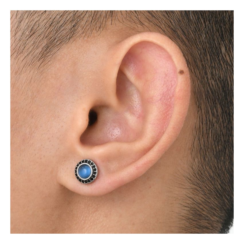 URBAN Shiny S.Steel Glass stone Stud Men-c 