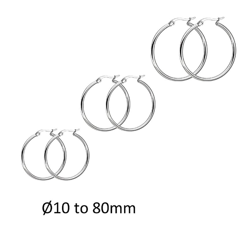 S.Steel Shiny Hoop (Standard) Women-c - 2mm