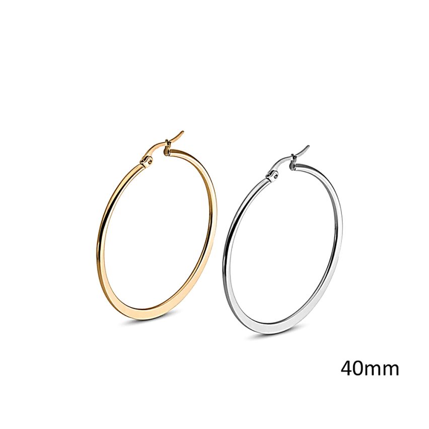 S.Steel Shiny Hoop (Standard) Women-c 40x40mm - 2mm