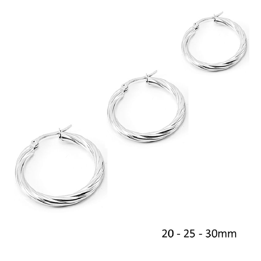 S.Steel Shiny Hoop (Standard) Women-c