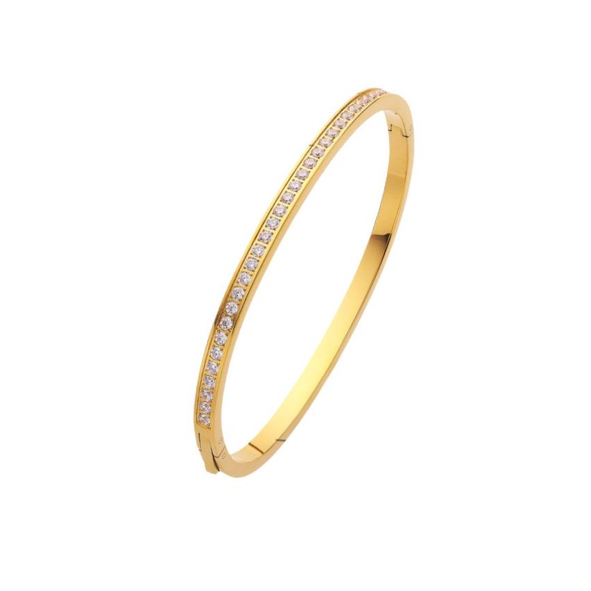 S.Steel Gold Plating White Zircon Women-c 15.2g 64x4mm