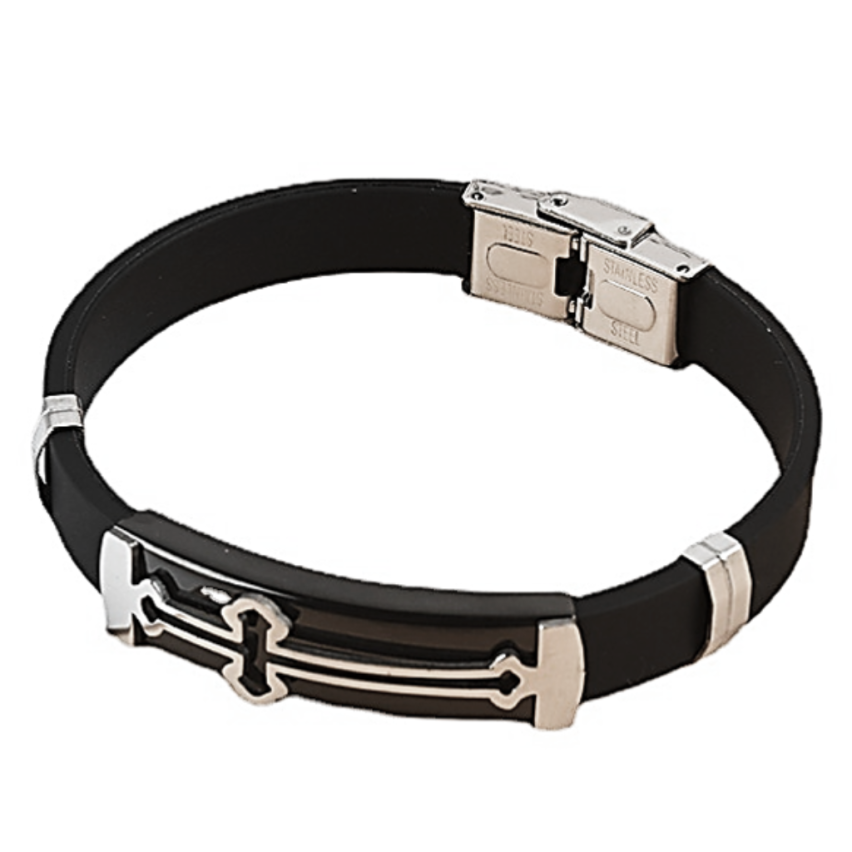 S.Steel Silicone Cross Men-c