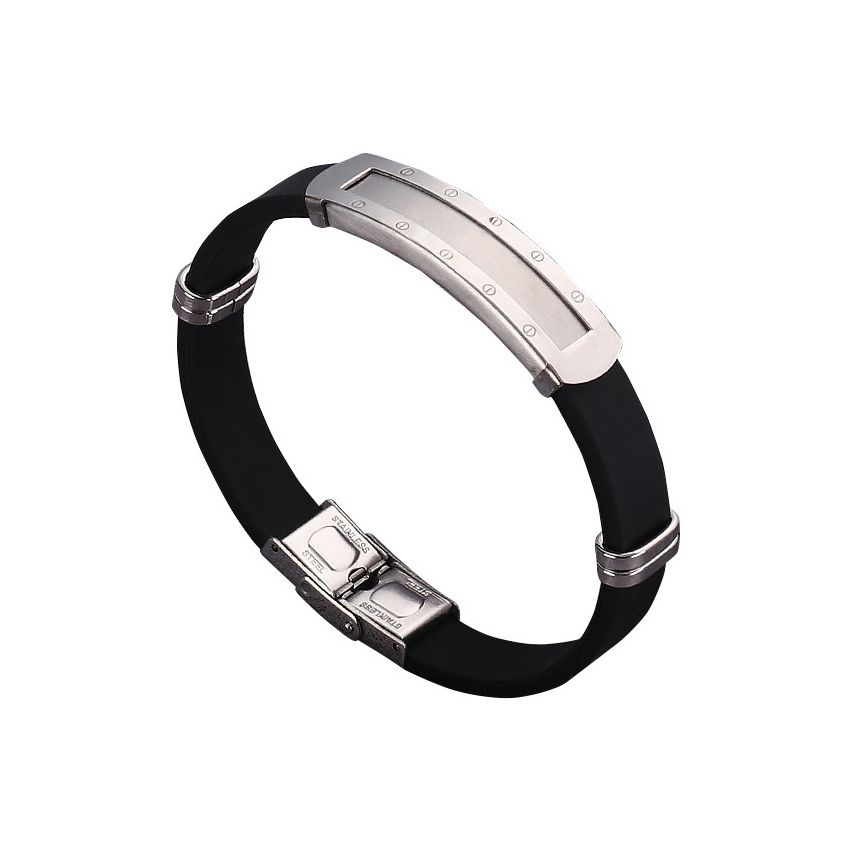 S.Steel Silicone Leather Men-c 21g 215x12mm