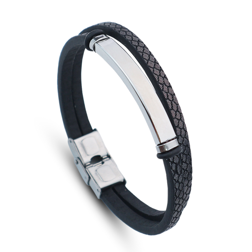 S.Steel Leather With Plate Men-c