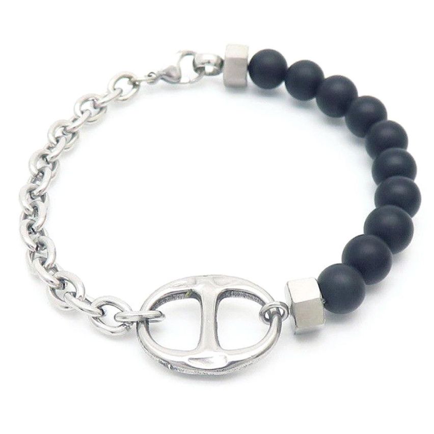 S.Steel Agate Beads Men-c