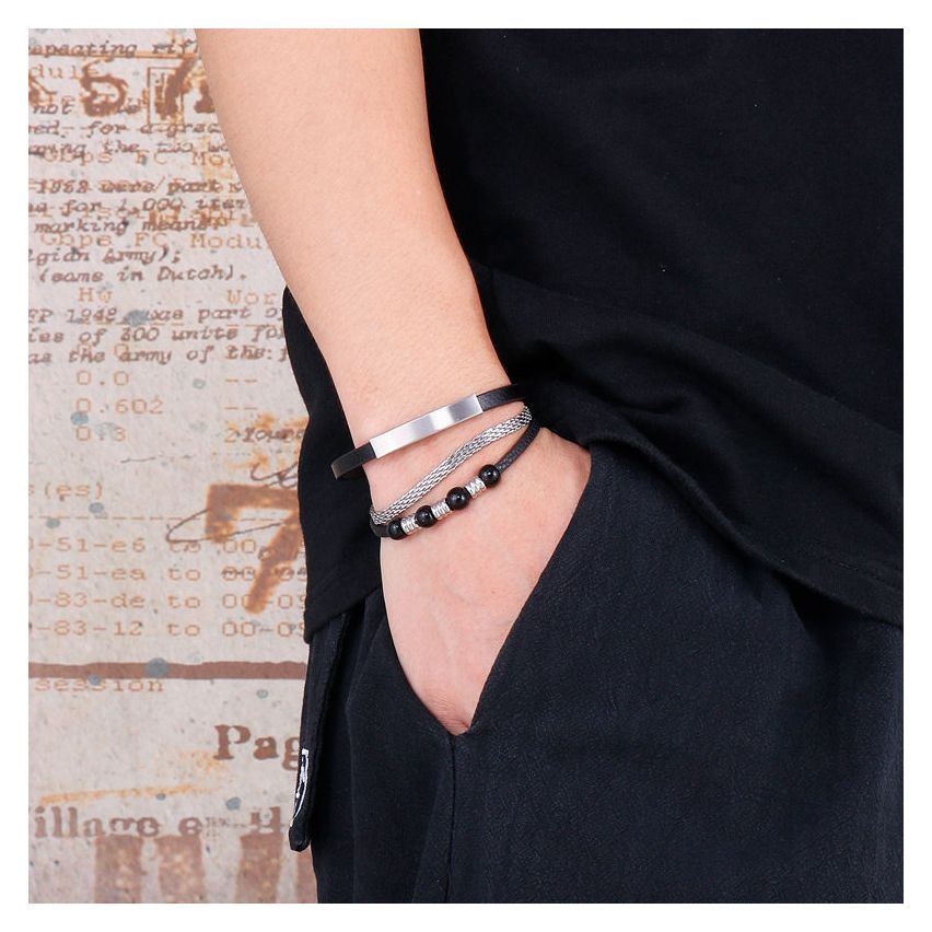 Leather With Plate Men-c