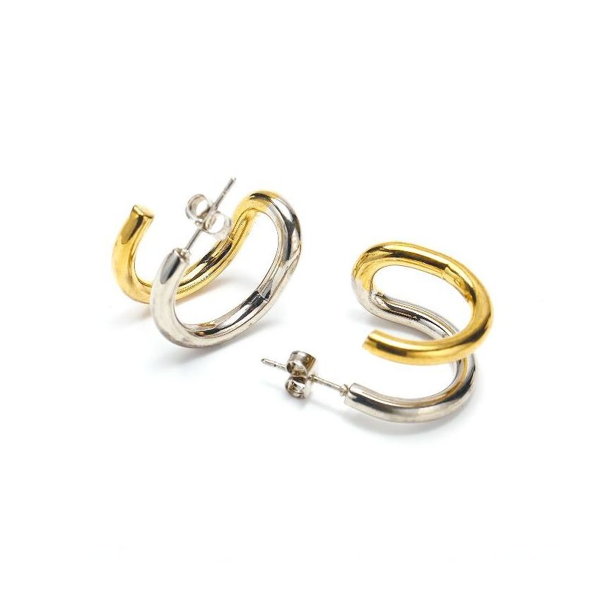 S.Steel Two plating color Hoop Women-c