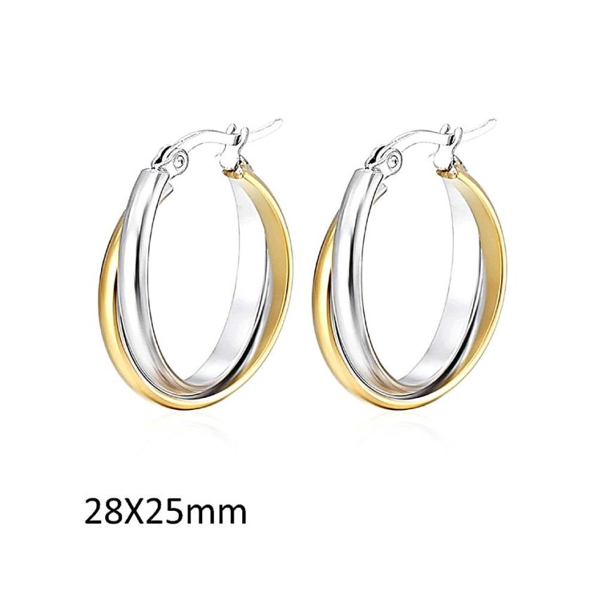 S.Steel Two plating color Hoop (Standard) Women-c