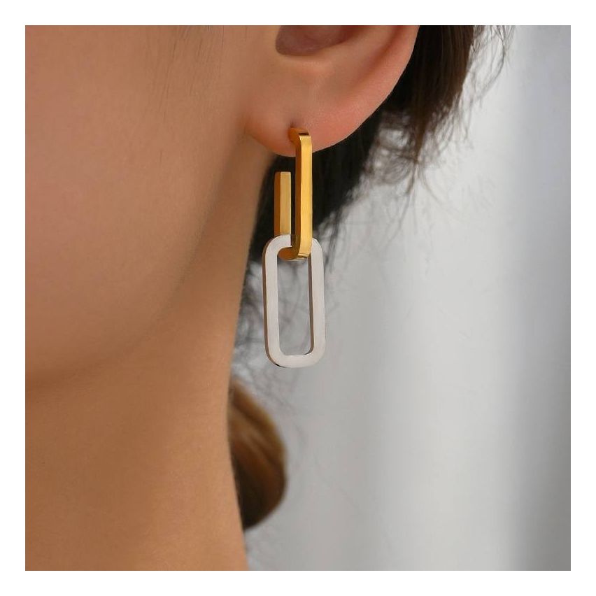 S.Steel Two plating color Long Women-c 10g 40x10mm