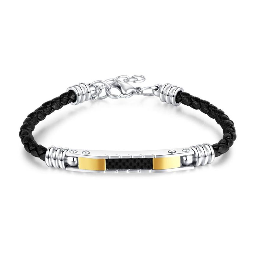 S.Steel Two plating color Leather Men-c