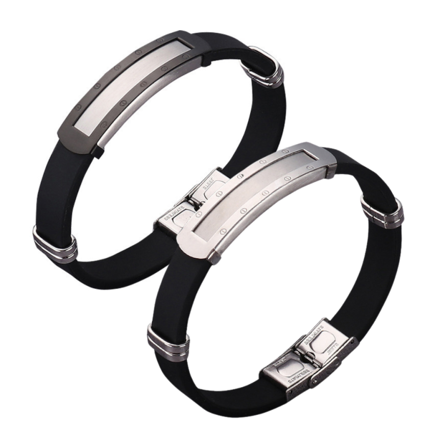 S.Steel Two plating colors Silicone With Plate Men-c