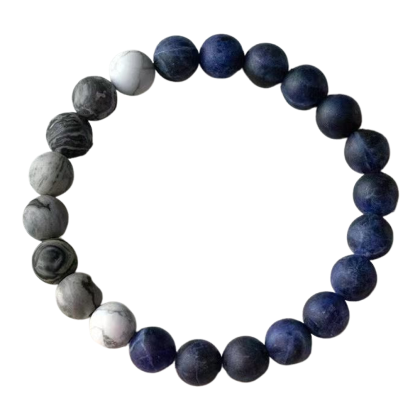 Unisex Blue Natural Stone Beads Men-c 25g 190x10mm