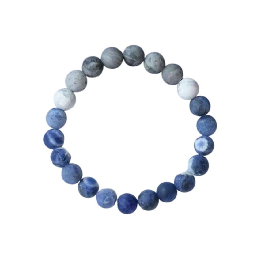 Unisex Lake blue Natural Stone Beads Men-c 25g 190x8mm