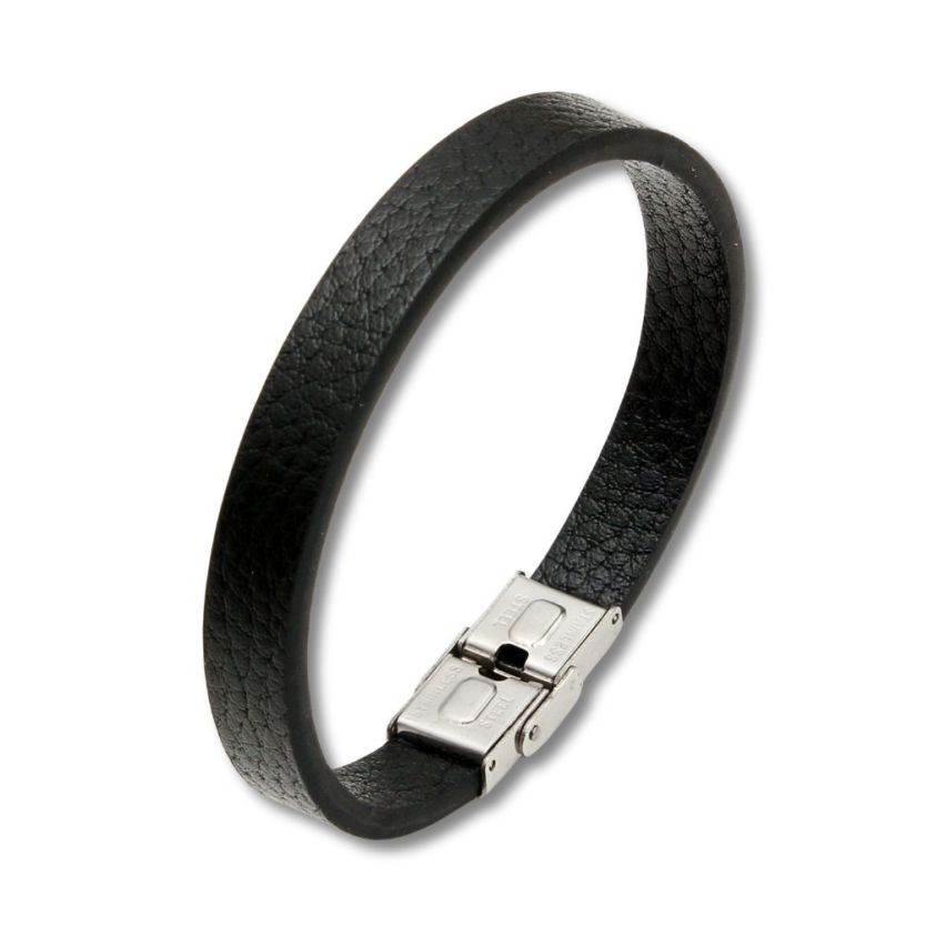 S.Steel Black Leather Men-c 20g