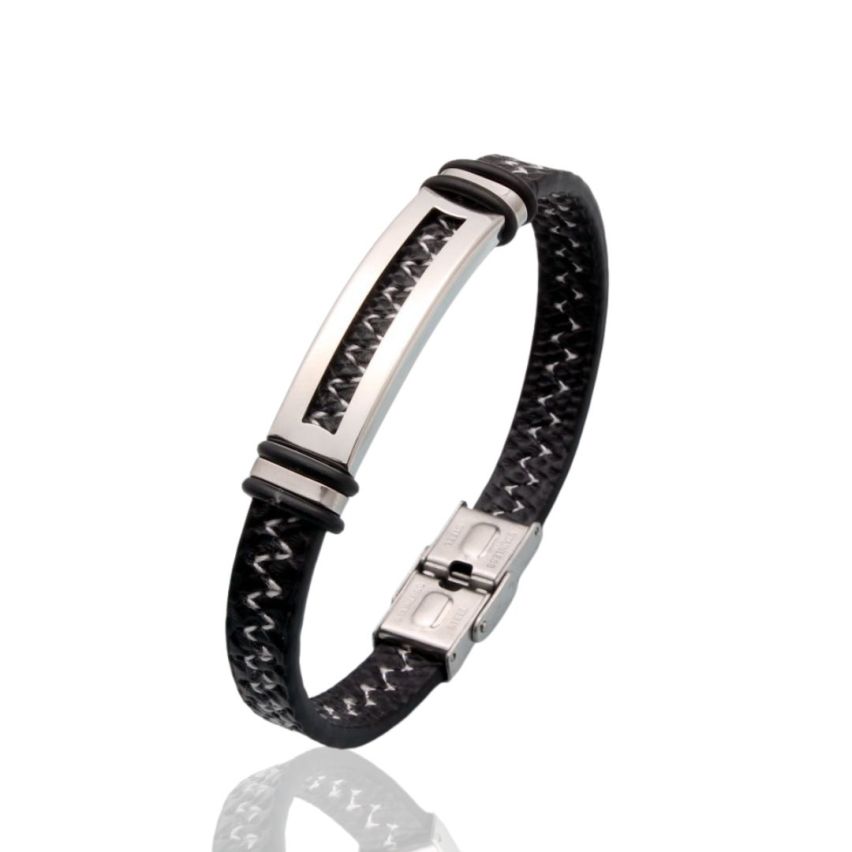 S.Steel White Stitched Leather Men-c 22g