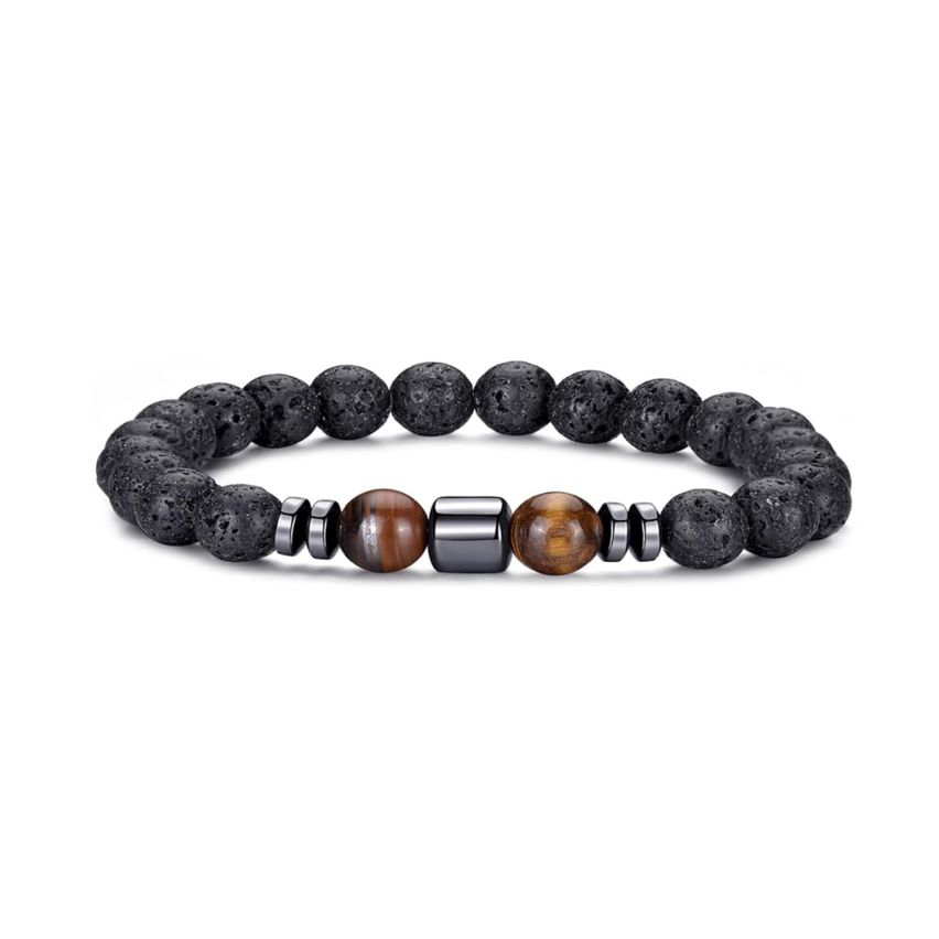 Black Natural Stone Beads Men-c  - Black - ESSENTIAL - Natural Stone - Beads
