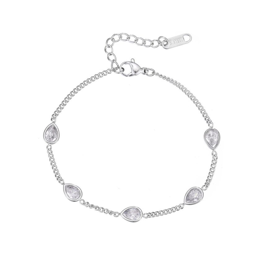 S.Steel White Zircon Minimalist Women-c