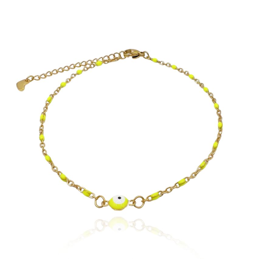 S.Steel Gold Plating Yellow Anklets Women-c 4g
