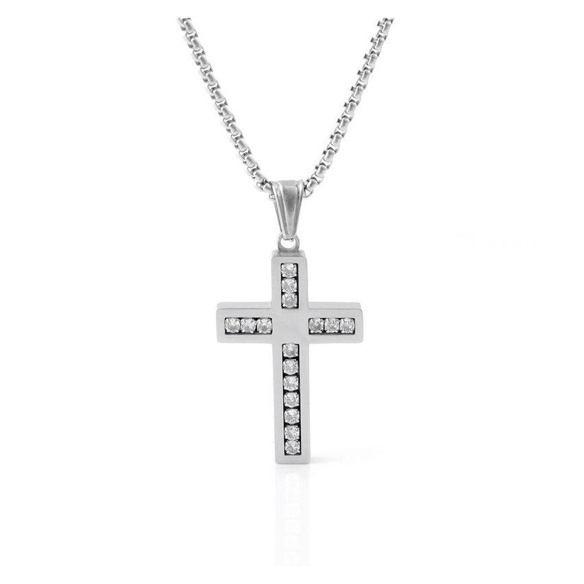 S.Steel Zircon Cross Men-c