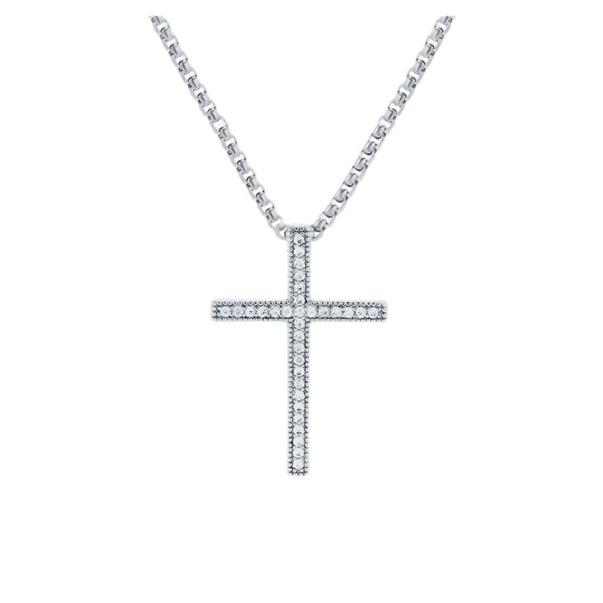 S.Steel Zircon Cross Men-c