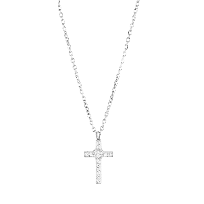 S.Steel Gold Plating Zircon Cross Women-c 2.2g
