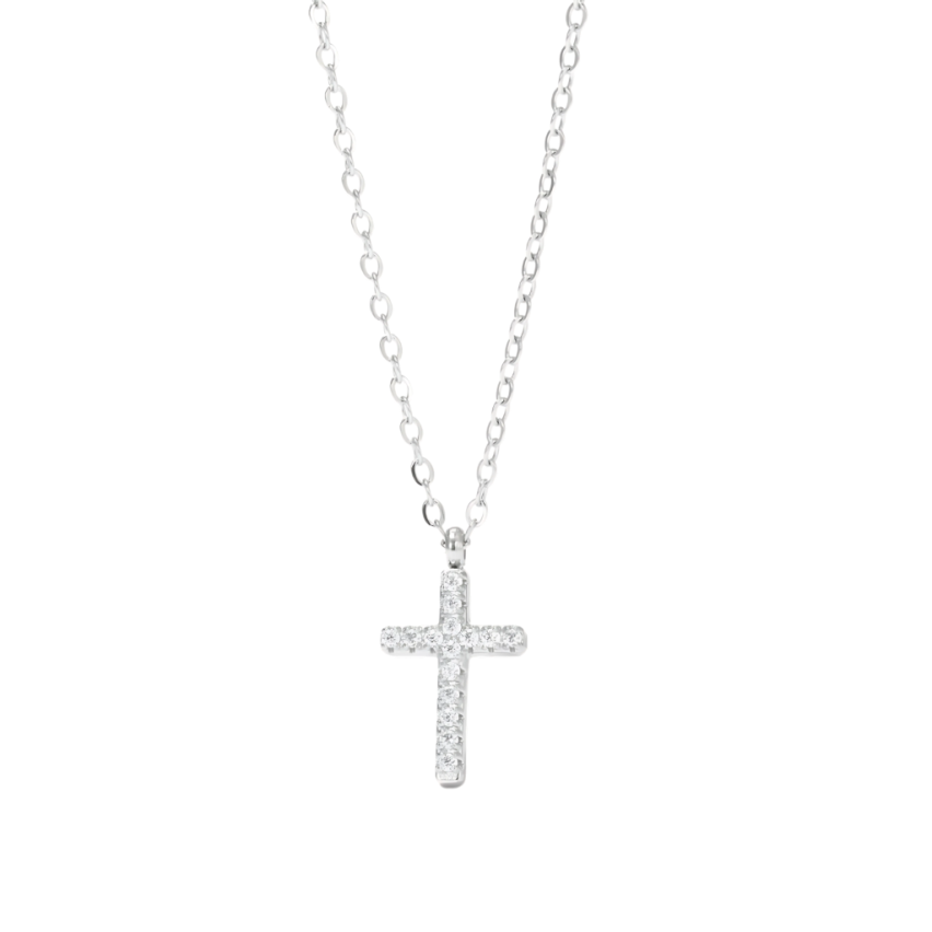 S.Steel Gold Plating Zircon Cross Women-c 2.5g
