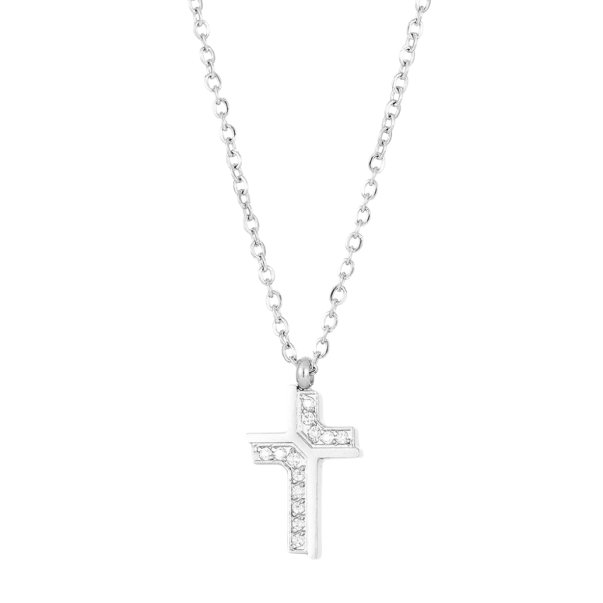 S.Steel Gold Plating Zircon Cross Women-c