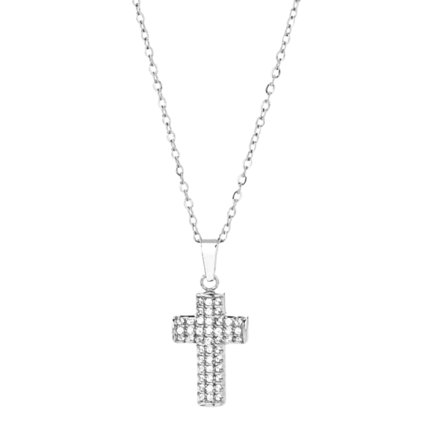 S.Steel Gold Plating Zircon Cross Women-c