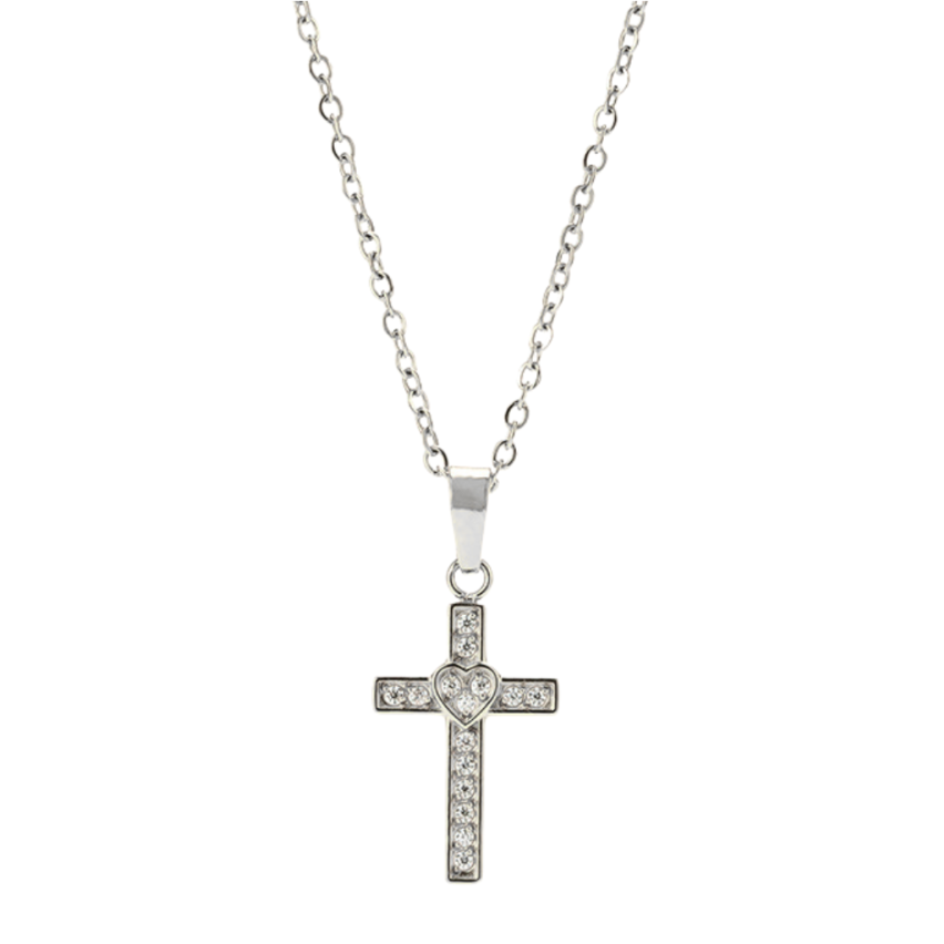 S.Steel Gold Plating Zircon Cross Women-c