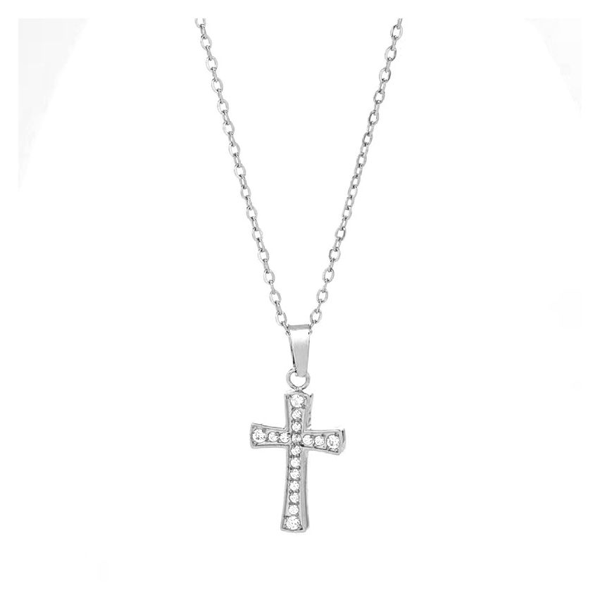 S.Steel Gold Plating Zircon Cross Women-c