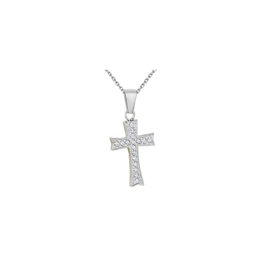 S.Steel Gold Plating Zircon Cross Women-c