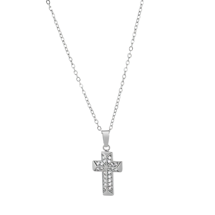 S.Steel Zircon Cross Women-c